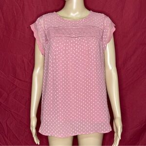 Stitch Fix Daniel Rainn Swiss Dot Chiffon & Lace Layered Top Large Petite (NWT)